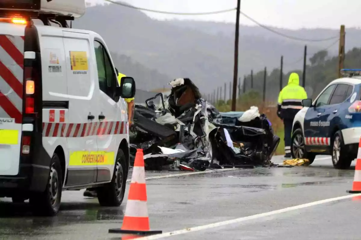 Imagen del accidente mortal de este viernes 15 de septiembre en Mòra d'Ebre