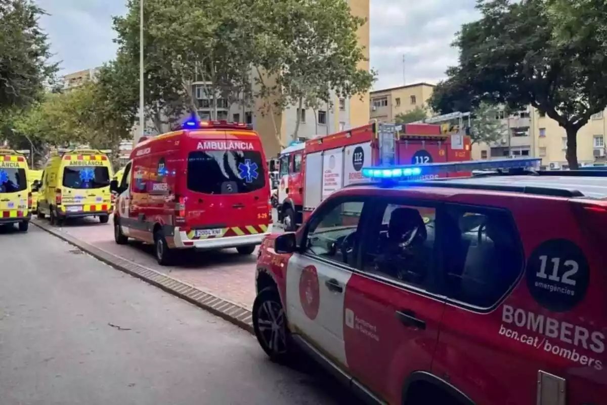 Imagen de los vehículos de diferentes cuerpos de emergencias de Cataluña