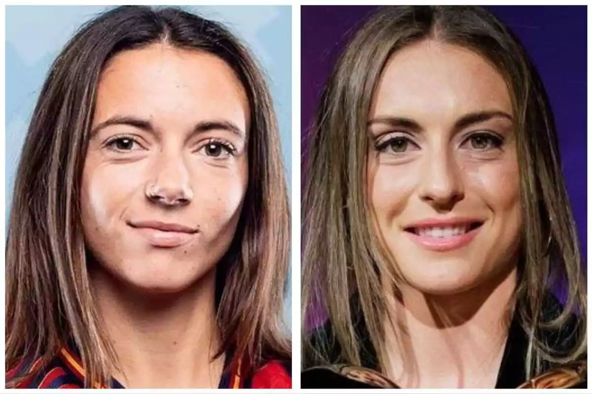 Fotomontaje con las caras de las futbolistas del FC Barcelona Aitana Bonmatí y Alexia Putellas sonriendo