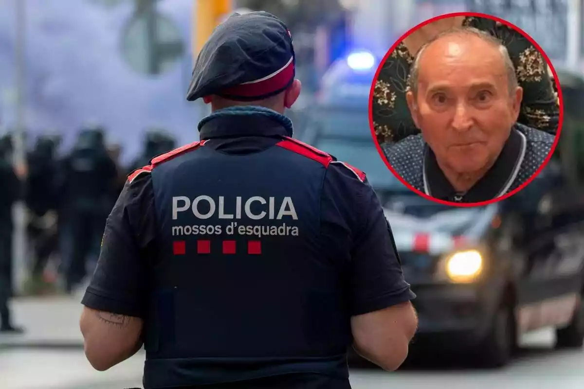 Montaje fotográfico entre una imagen de un agente de los Mossos d'Esquadra y la imagen de un desaparecido