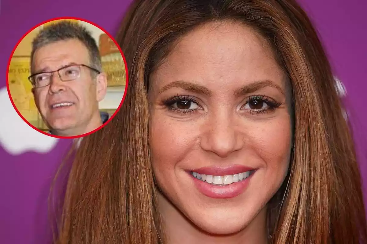 Montaje fotográfico entre una imagen de Shakira y una de Joan Piqué, padre de Gerard Piqué