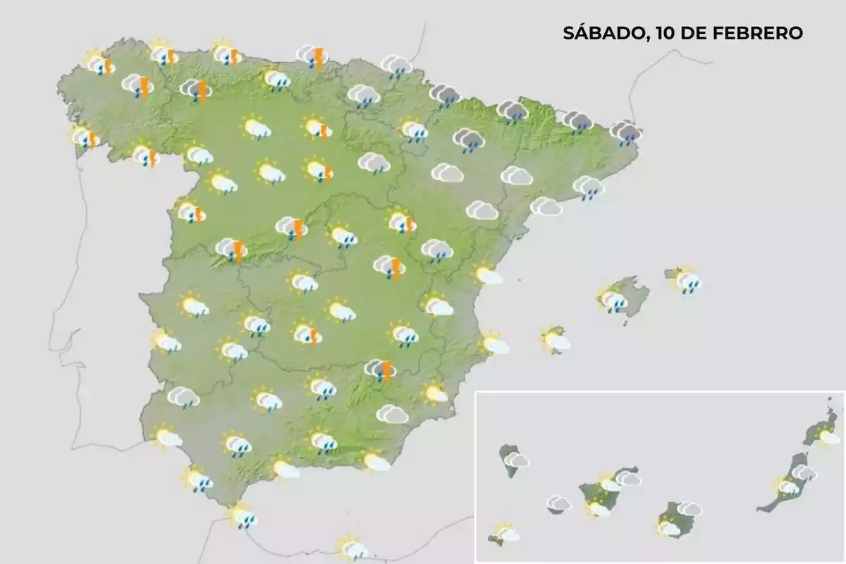 Mapa del tiempo de España del 10 de febrero